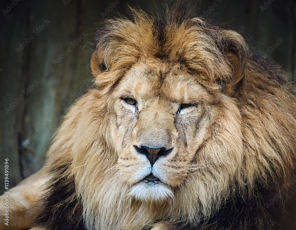 Naklejka premium Close-up Portrait of an Adult Male Lion
