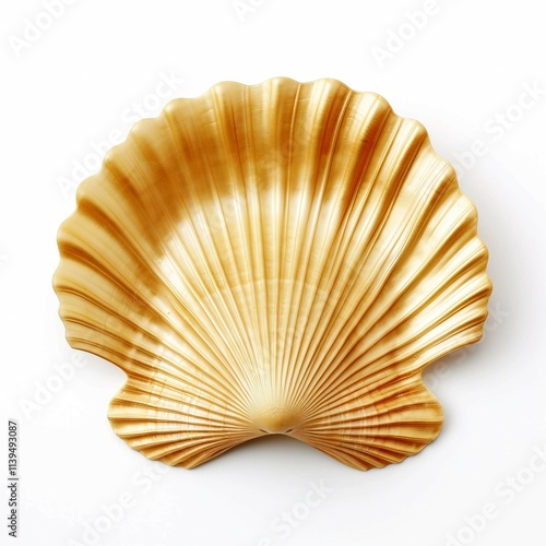 gold seashell , Isolated white background, flat lay  photo