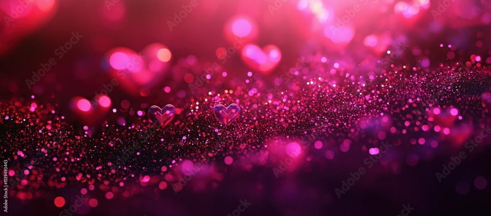 Pink Glitter Valentine's Day Background with Hearts Pink Glitter Valentine's Day Background with Hearts