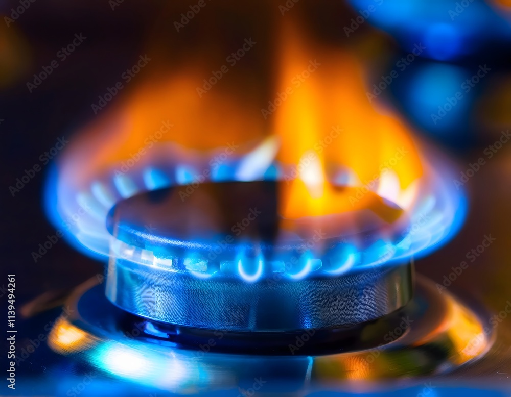 Gas Stove Burner with Flames Gas Stove Burner with Flames