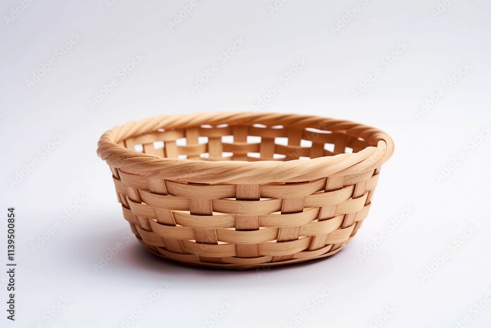 Decorative basket , Isolated white background, flat lay Decorative basket , Isolated white background, flat lay