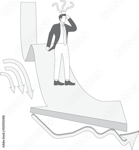 Countless falling arrows rushing towards desperate businessmen, business management, risk control, economic recession, financial crisis or stock market crash
