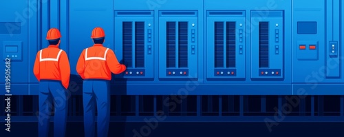 Workers installing thermal energy storage units