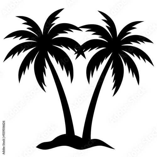 Set of tropical beach palm tree vector, Palm tree collection silhouette art & illustration