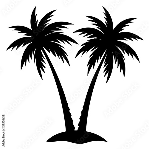 Set of tropical beach palm tree vector, Palm tree collection silhouette art & illustration