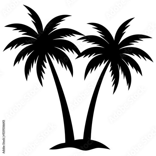 Set of tropical beach palm tree vector, Palm tree collection silhouette art & illustration