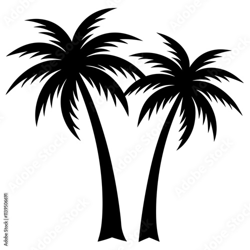 Set of tropical beach palm tree vector, Palm tree collection silhouette art & illustration