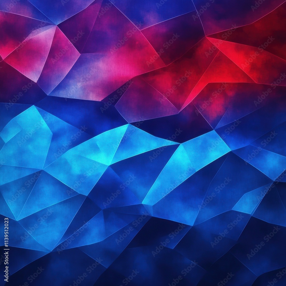 Obraz premium A vibrant abstract background featuring a dynamic blend of red and blue hues with geometric shapes.