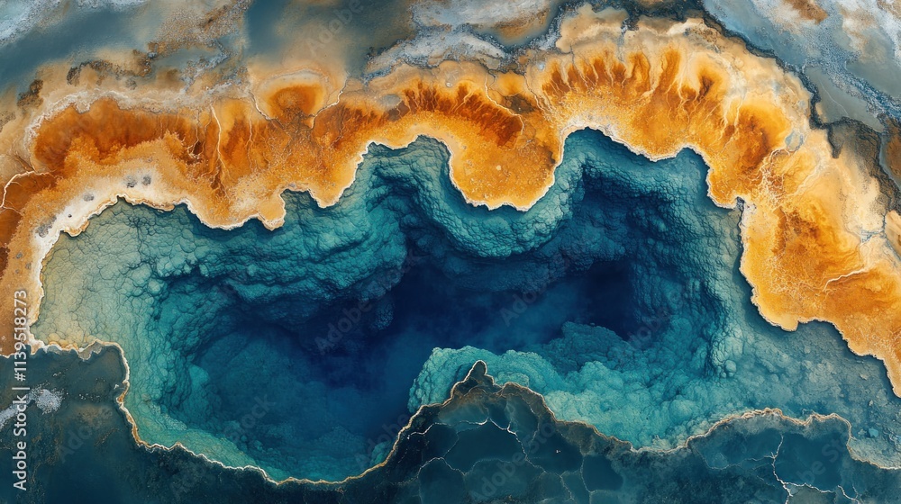 Abstract Aerial Landscape: A Serene Oasis of Teal and Gold Abstract Aerial Landscape: A Serene Oasis of Teal and Gold