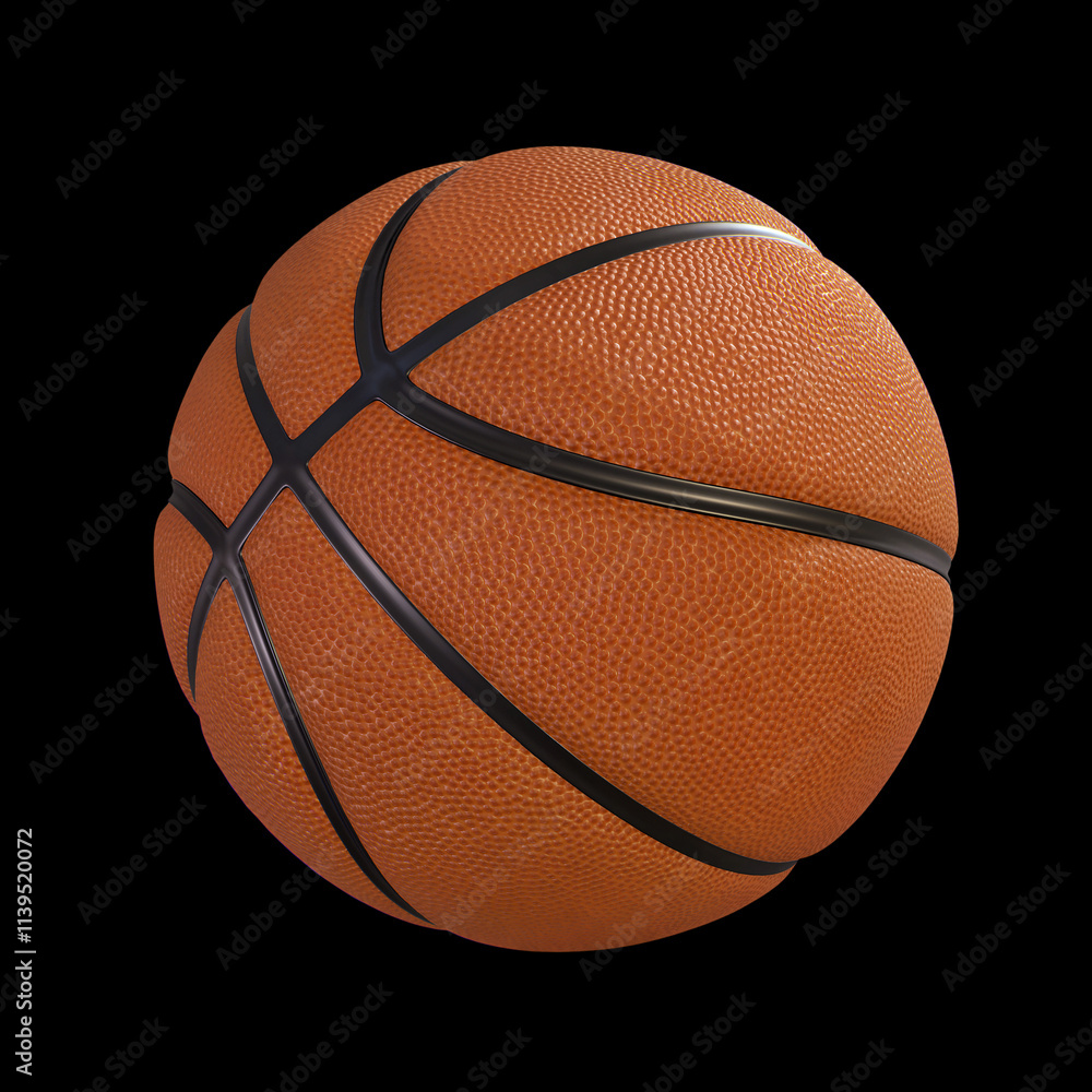 Fototapeta premium Basketball Ball on black background, 3D render