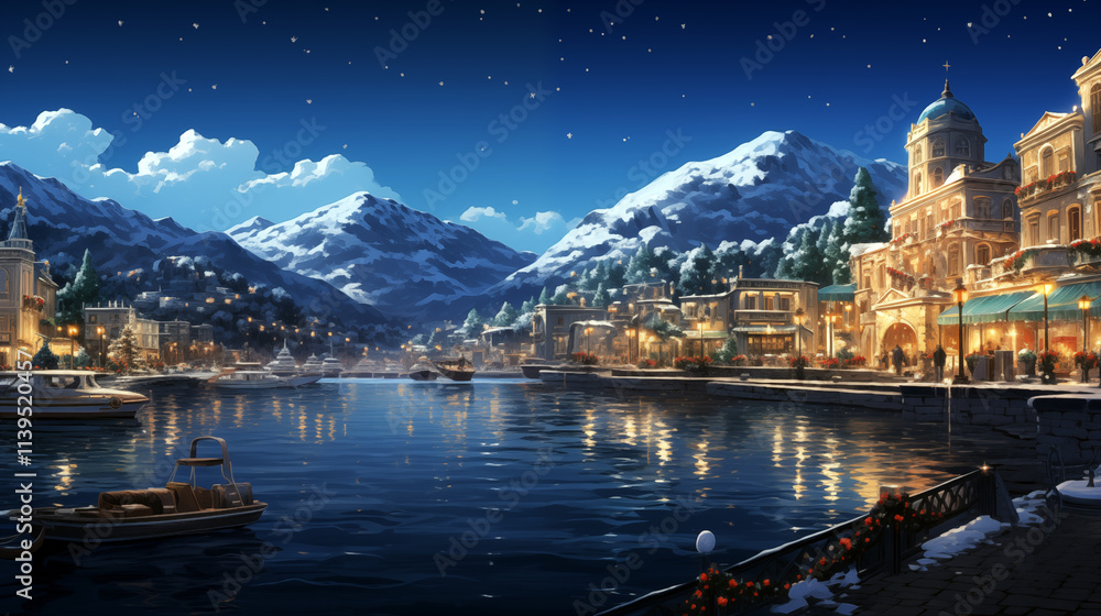 A city with a river and a mountain in the background A city with a river and a mountain in the background