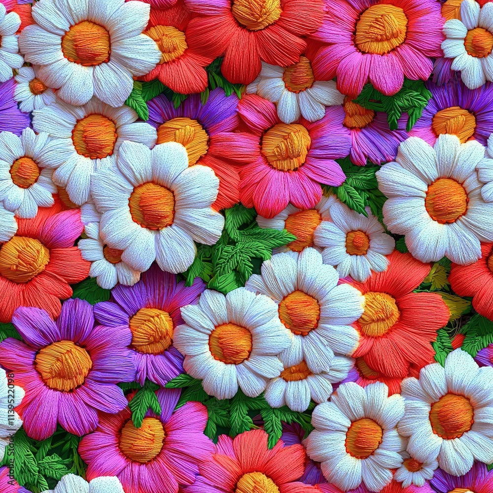 custom made wallpaper toronto digitalEmbroidered Daisies Daisy Floral Flower Seamless Pattern Texture