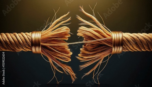 Broken Old String - Tension Concept - Close Up Of Rope photo