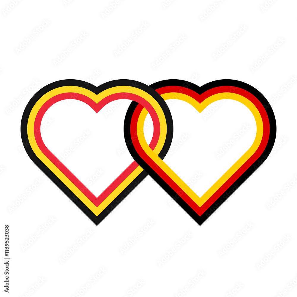 heart shaped ribbon of belgium and germany flags intertwined. transparent png background heart shaped ribbon of belgium and germany flags intertwined. transparent png background