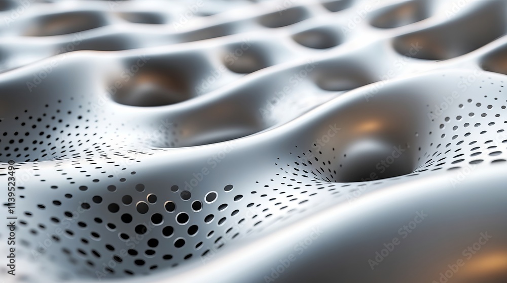 A close up of a metal surface with holes in it A close up of a metal surface with holes in it