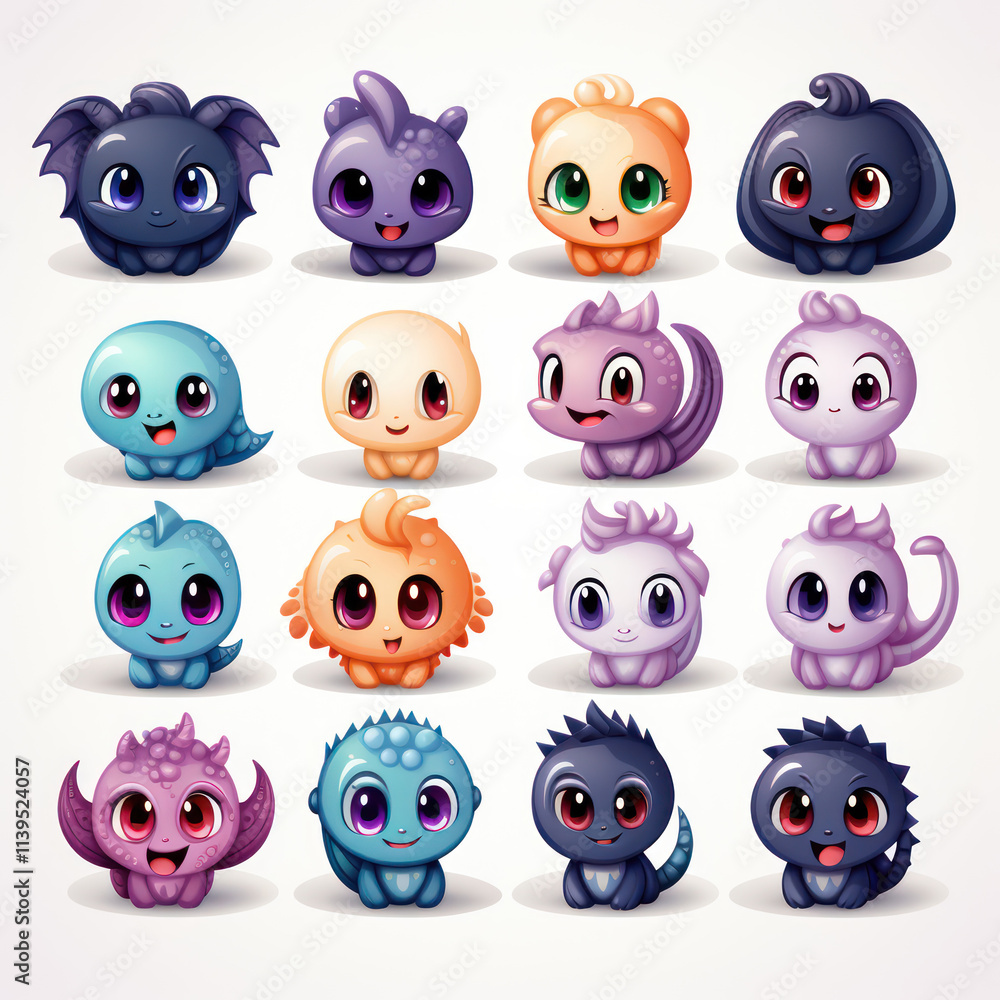 Fototapeta premium set of funny cartoon animals By Generated AI