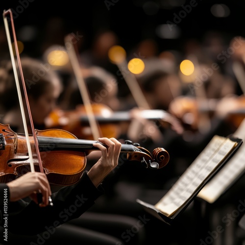 Orchestral Musician Playing Violin in Concert