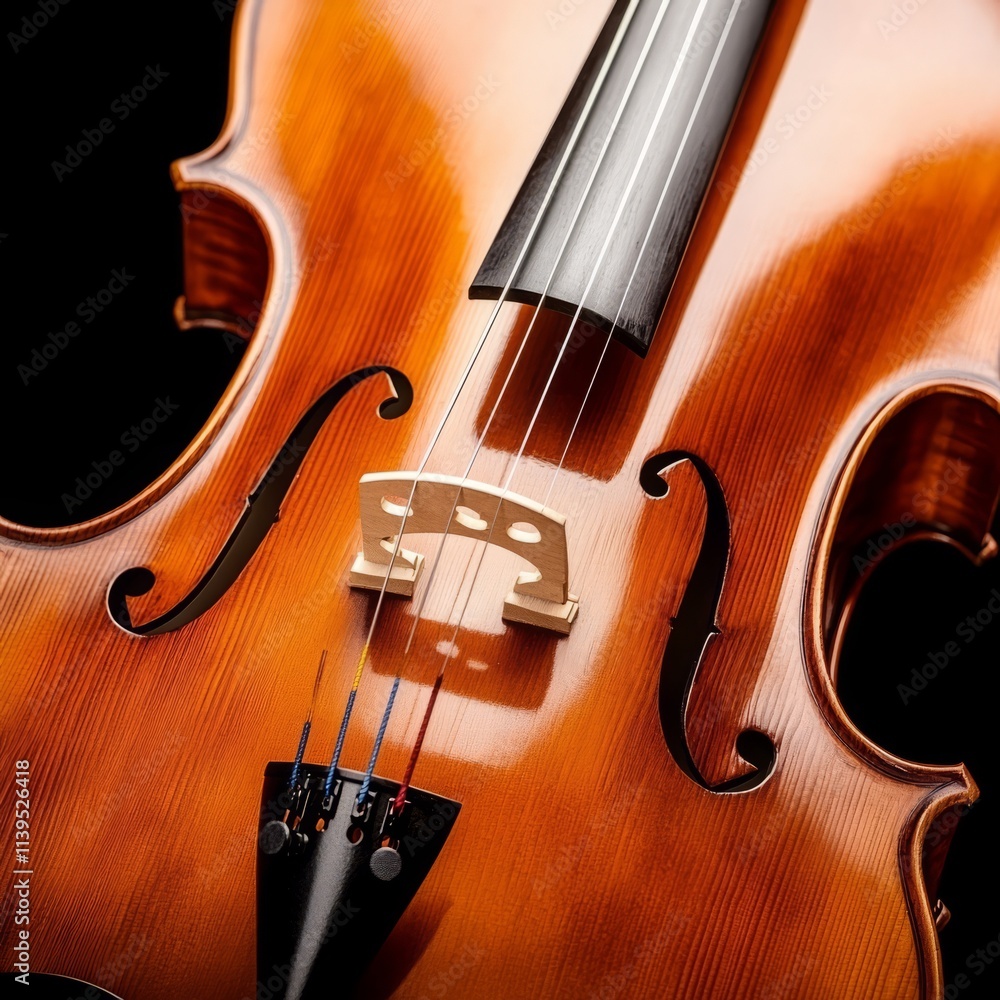 Polished Cello Instrument Closeup Dark Background