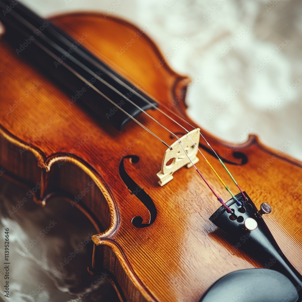 Fototapeta premium Polished Violin Closeup Warm Tones and Intricate Detail
