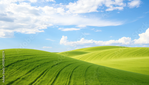 Rolling Green Hills Under a Blue Sky