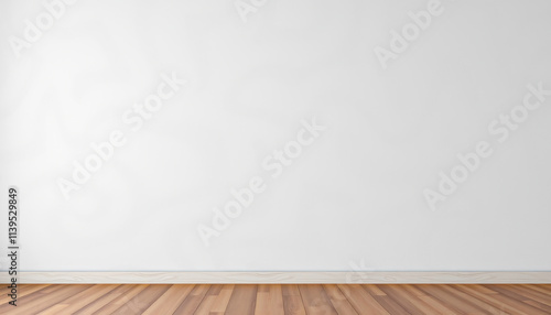 Empty Room With White Wall and Wooden Floor