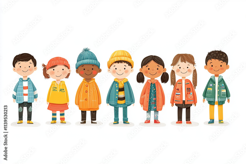 Happy children of diverse gender expressions- playful clip art. Animated cartoon graphics. Child. Happy children of diverse gender expressions- playful clip art. Animated cartoon graphics. Child.