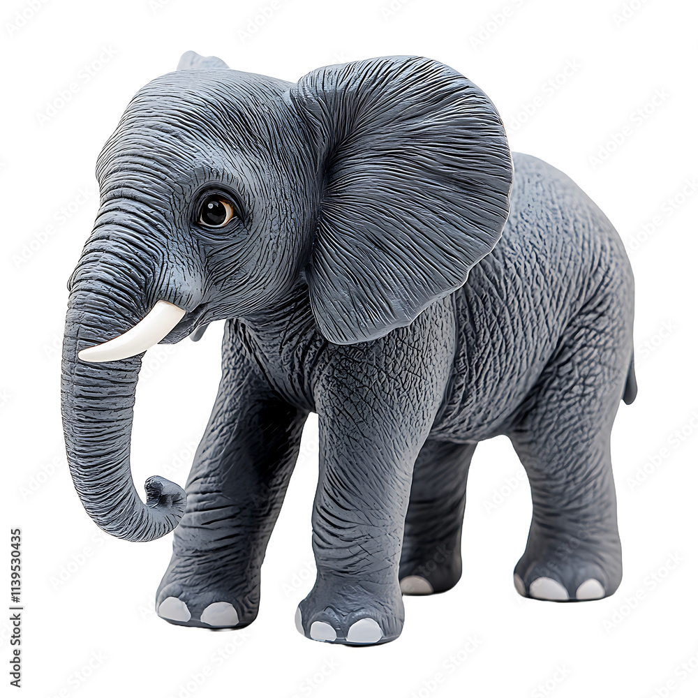 Fototapeta premium Gray Elephant Figurine isolated on transparent background.