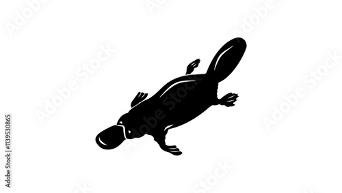 Platypus emblem, black isolated silhouette