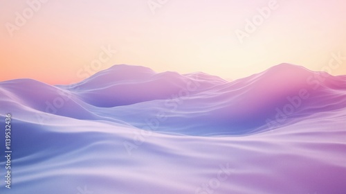 Dreamlike Landscape of Soft Pastel Sand Dunes at Sunrise - Made with Generative AI