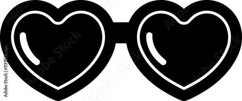 Cute heart shaped glasses silhouette.
Isolated Valentine's Day icon.
Transparent background.