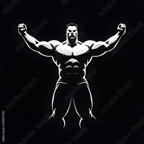 black icon on a white background, symbol for a bodybuilder