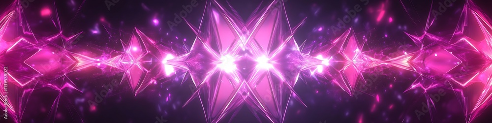 Neon pink and purple glowing geometric shapes forming perfect mirrored symmetry Neon pink and purple glowing geometric shapes forming perfect mirrored symmetry