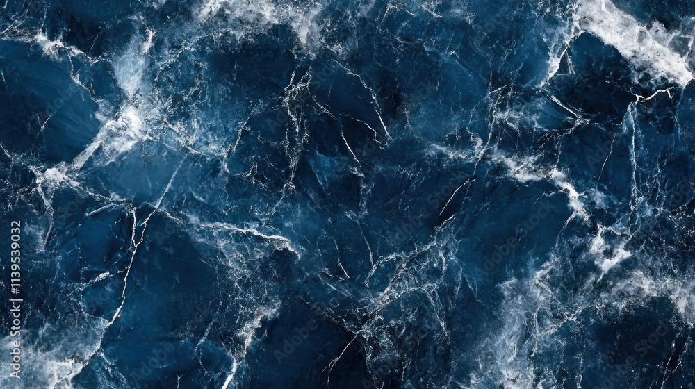 Naklejka premium A textured dark blue marble background with white veining, suitable for design and decor.