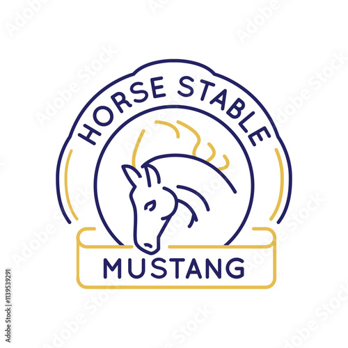 Simple Logo with Horse head icon. Simple logo of a horse head facing sideways. Ideal for use in equestrian designs, animal-themed projects, or logos. Vector illustration