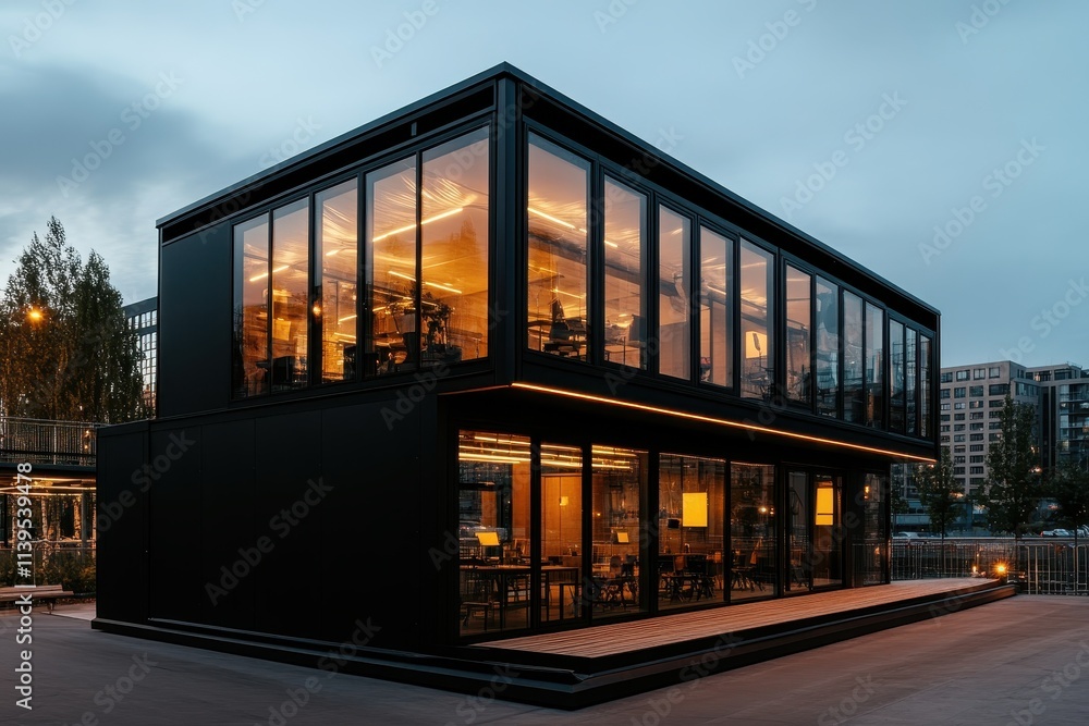 Modern Prefabricated Building: Innovative Headquarters for a Tech Startup Embracing Efficiency and Design Modern Prefabricated Building: Innovative Headquarters for a Tech Startup Embracing Efficiency and Design
