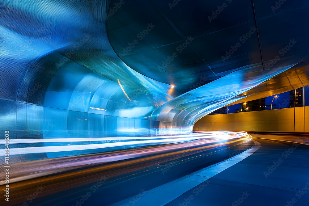 Abstract Blue Tunnel Night Lightspeed Abstract Blue Tunnel Night Lightspeed