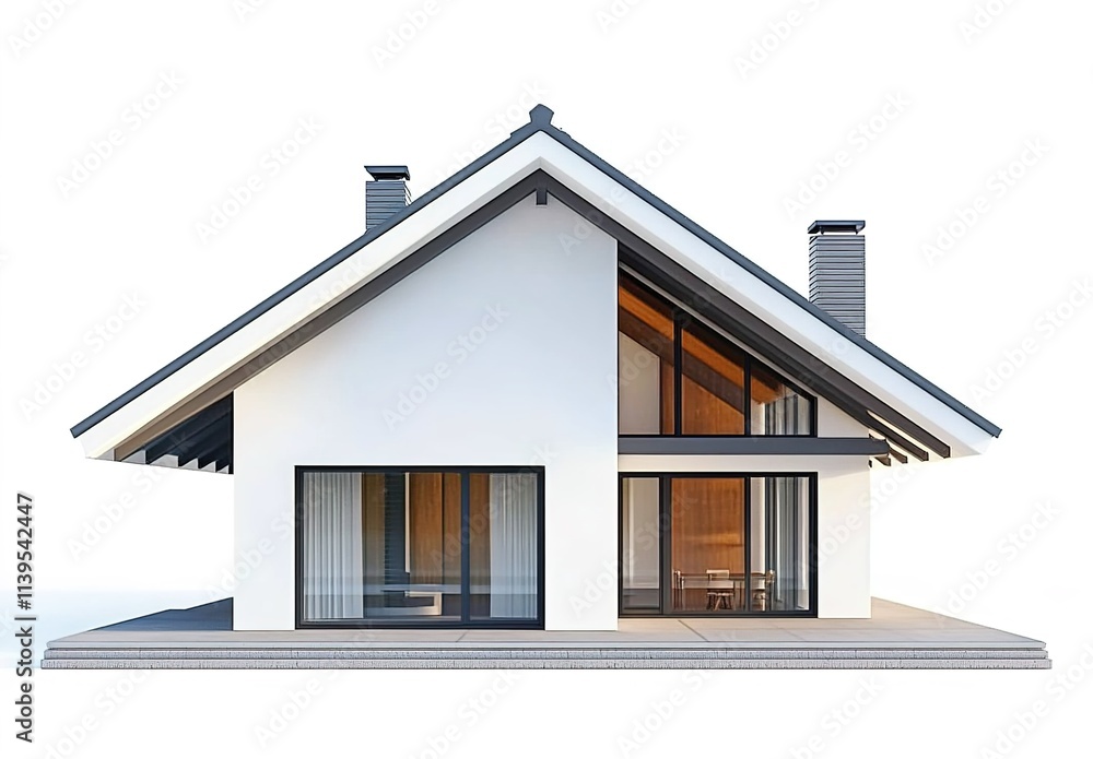 a simple modern house with gable roof, white background, 3d illustration style a simple modern house with gable roof, white background, 3d illustration style