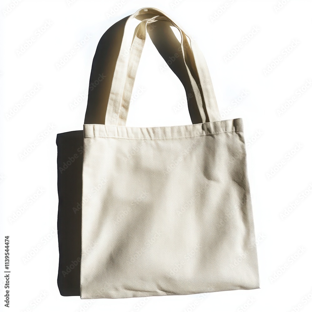 A casual canvas tote bag with simple handles and a minimalistic design on a white background A casual canvas tote bag with simple handles and a minimalistic design on a white background