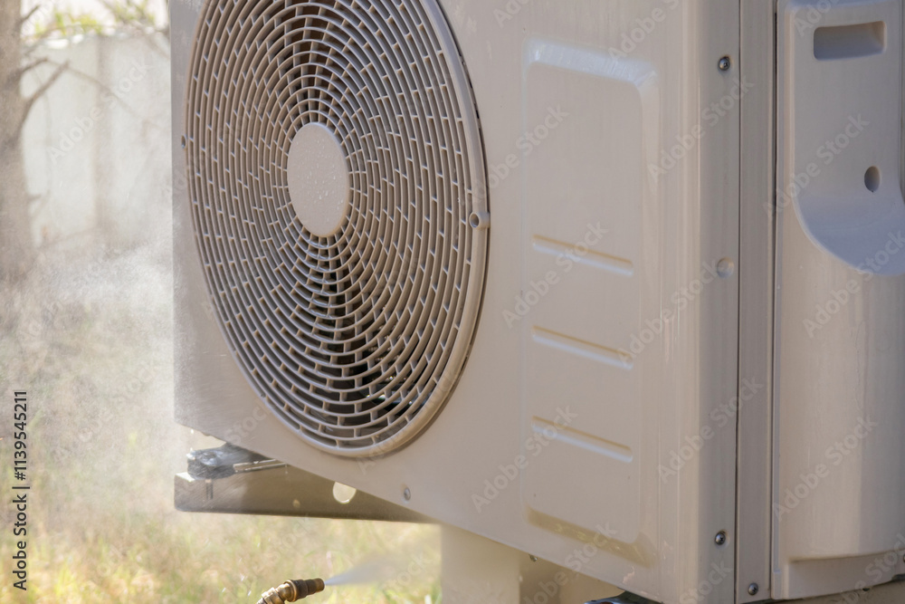 air conditioning compressor outdoor unit cleaning service with water spray air conditioning compressor outdoor unit cleaning service with water spray