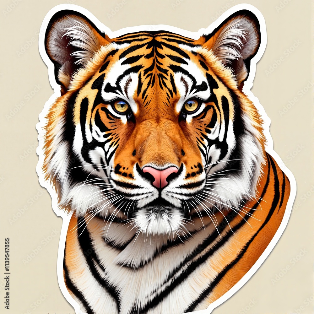 Obraz premium Roaring Tiger Portrait with Dramatic Lighting and Fiery Expression, Print for T-Shirt