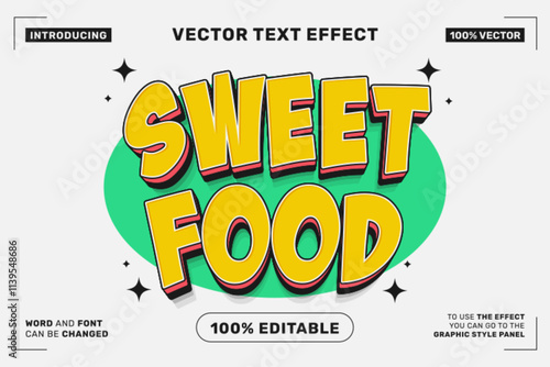 Editable text effect Sweet Food 3d Cartoon template style premium vector