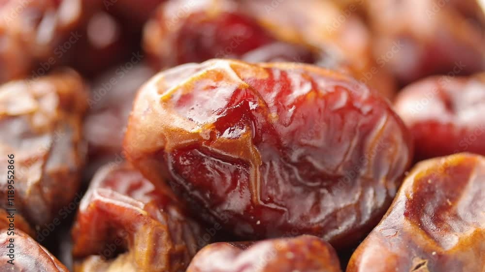 Heap of dried dates fruit rotation, Close-up shot Heap of dried dates fruit rotation, Close-up shot
