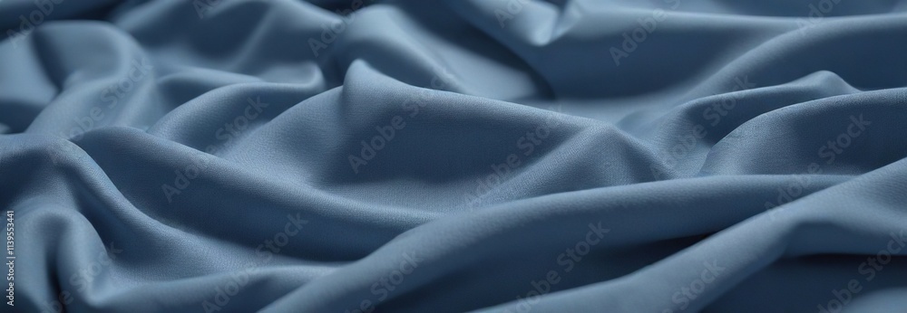 Fototapeta premium Smooth blue cotton fabric with soft woven pattern and gentle sheen , closeup, natural fibers, breathable material