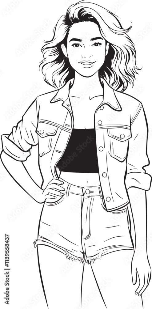 cute stylish girl colorful case illustration image cute stylish girl colorful case illustration image