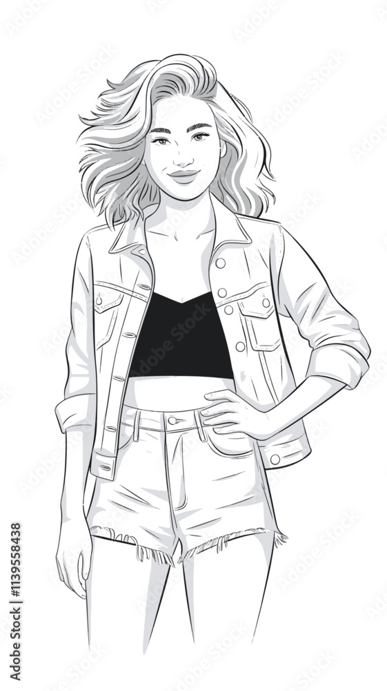 cute stylish girl colorful case illustration image cute stylish girl colorful case illustration image