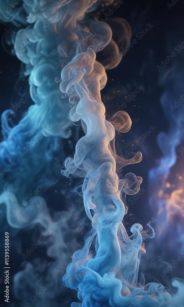 Gentle wisps of smoke wafting through an abstract blue environment, unclear vision, smoke Gentle wisps of smoke wafting through an abstract blue environment, unclear vision, smoke