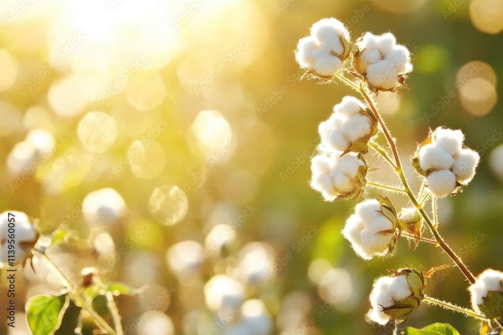 A serene landscape showcasing a sun-drenched cotton field. A serene landscape showcasing a sun-drenched cotton field.
