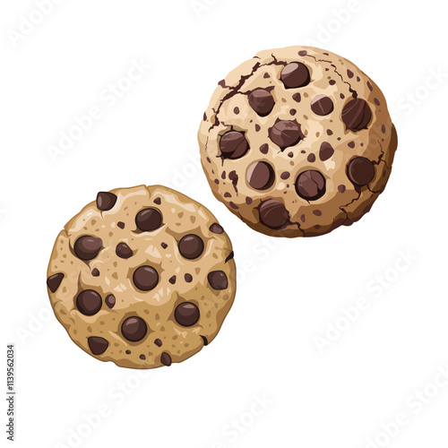 Sweet Chocolate Chip Cookie vector Illustration on white background