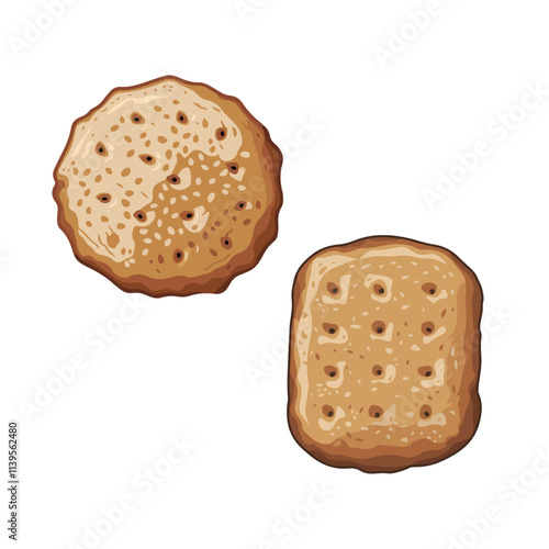 Crispy cookies Biscuit vector Illustration isolated on white background