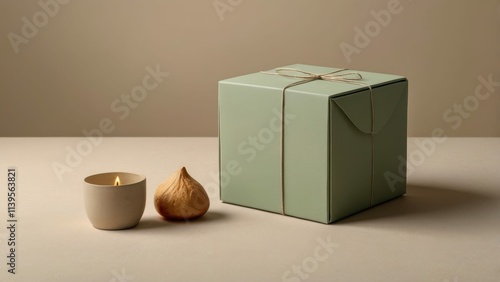 Wallpaper Mural An elegant light green box with a lid stands on a light background, creating a minimalist and stylish composition. Suitable for packaging, gift and decor concepts. Torontodigital.ca